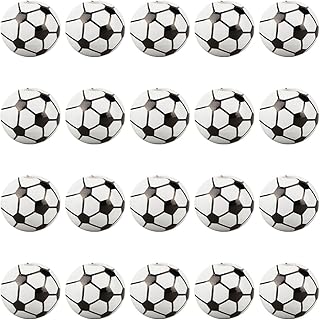 SUNNYCLUE 1 Box 70Pcs 15mm Soccer Beads Wooden Beads Bulk Large White Ball Shaped Footballs Sports Loose Spacer Focal Wood Beads for Bracelets Beadable Pens Keychains Necklaces Crafts Supplies Women