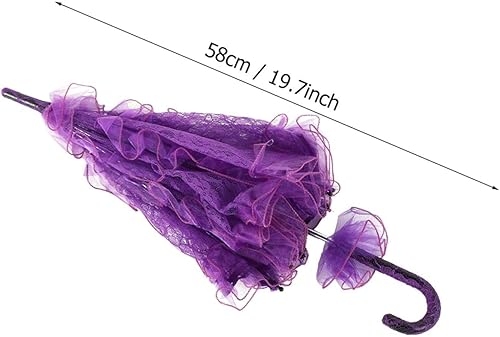 Miniatura 6 de Paraguas de encaje para boda, paraguas de novia, elegante y elegante para accesorios de cabina de fotos (morado)