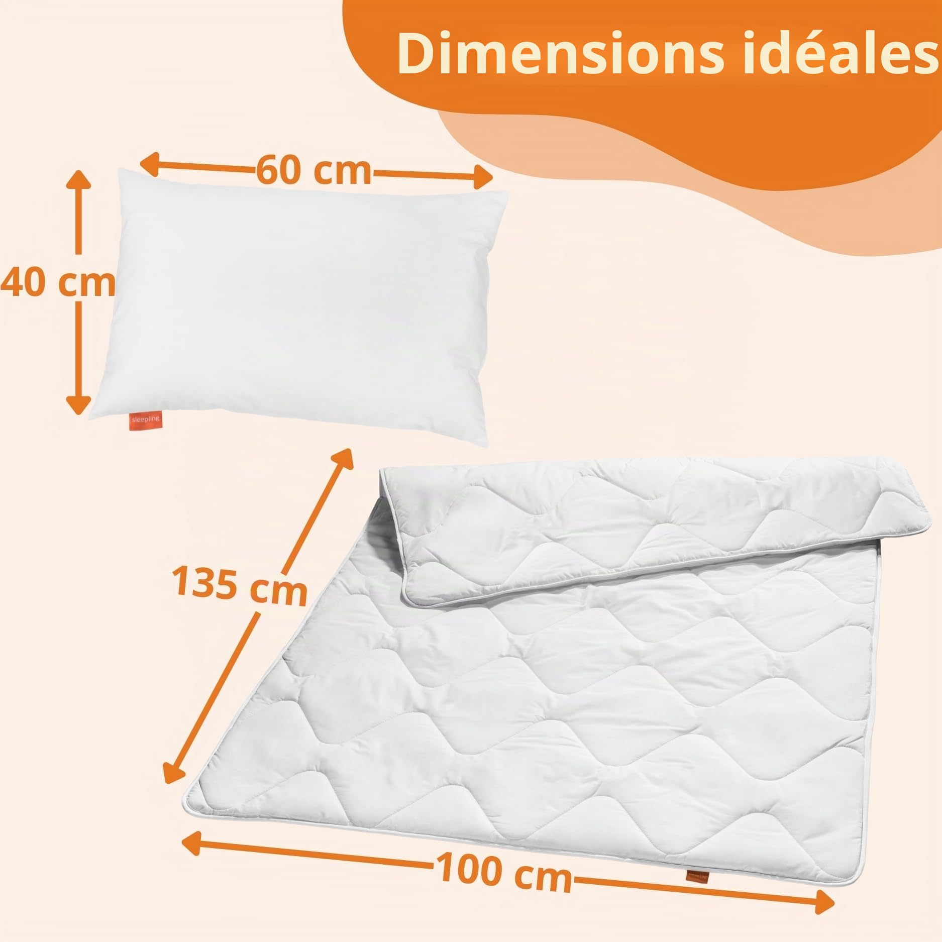 sleepling 197122 Enfant Set pour lit de Enfant | Couette d’Hiver Chaude 100 x 135 cm | Oreiller 40 x 60 cm | 100% Microfibre | Made in EU | Ökotex 100 | Garantie de Chaleur, Blanc