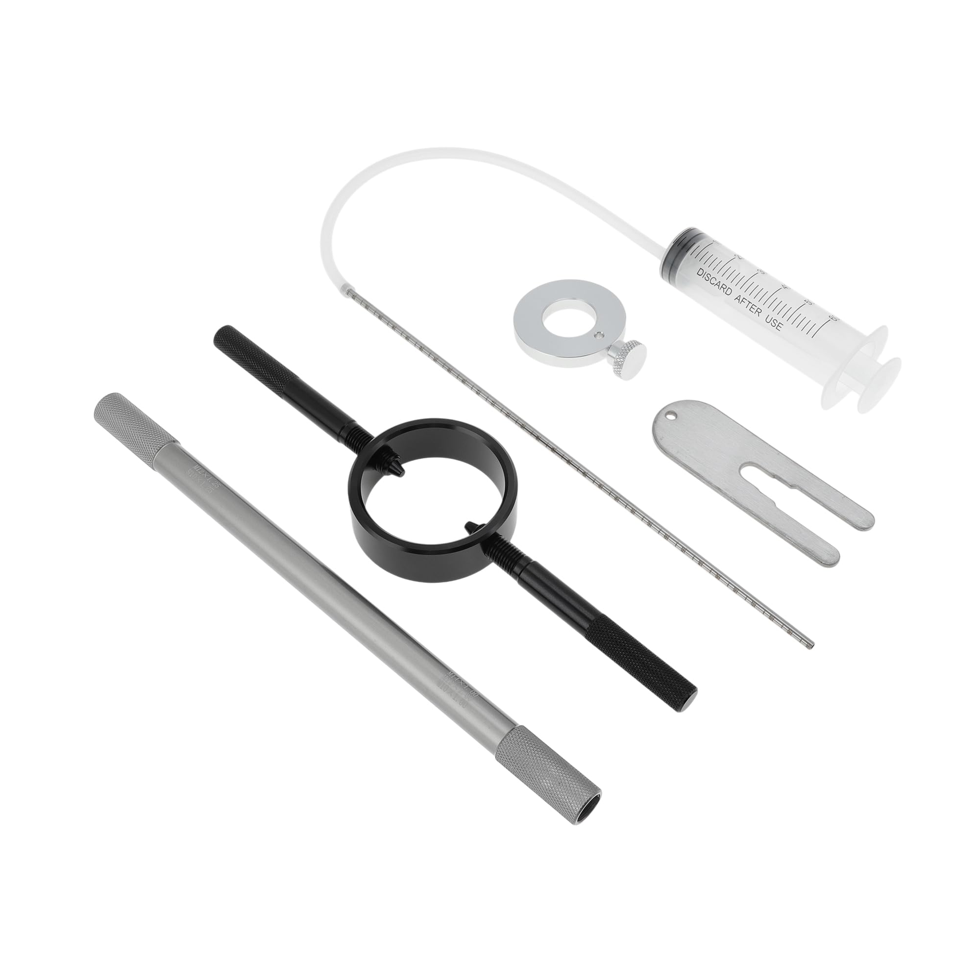 RATCHROLL Motorcycle Fork Service Tool Kit, Motorcycle Fork Spring Compressor, Fork Oil Level Tool, Damper Rod Bleed- Tool, Motorbike Fork Maintenance Tool Set Motorbike Fork Repair Tools