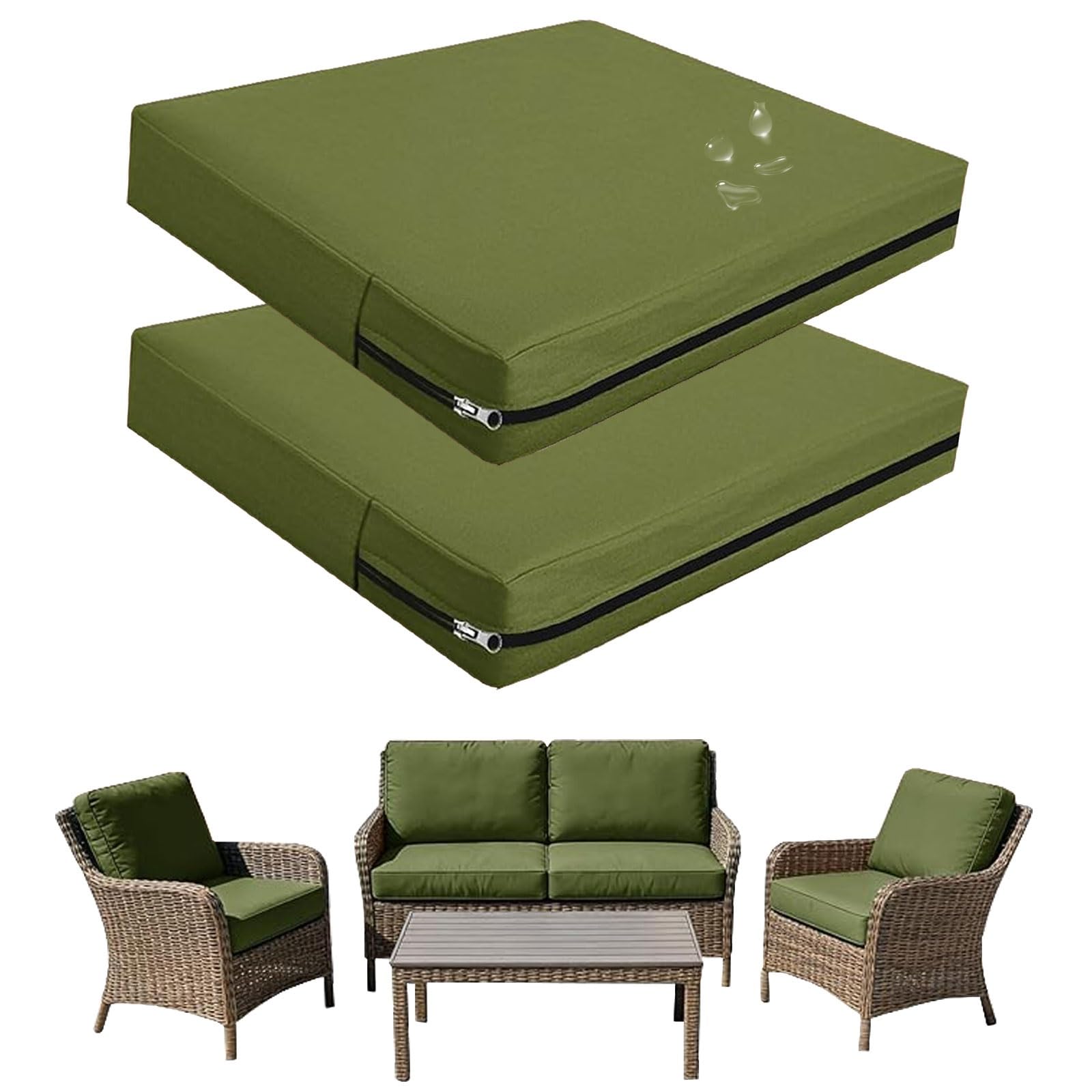 seokor Replacement Outdoor Cushion Covers Waterproof, 65x65 60x60 50x50cm set of 6/4/2/1 Garden Sofa Seat Cushion Slipcover With Zipper for Chairs, Patio and Rattan furniture(Color8,50x55x10cm(2pcs))