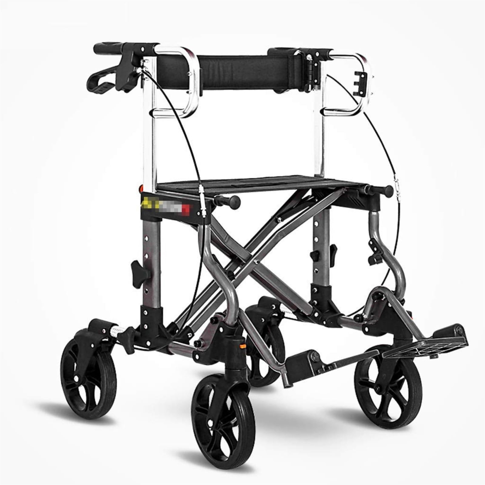 Rollator Walkers Walker Rollator z siedziskiem i oparciem, regulowana wysokość, zdejmowana torba do przechowywania, składana, lekka rama