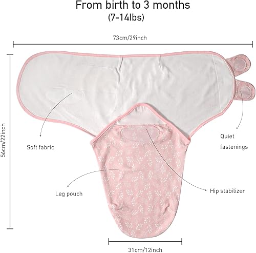 Miniatura 4 de Sacos para envolver al bebé, paquete de 3 unidades de algodón orgánico para recién nacidos, mantas ajustables, artículos esenciales para recién