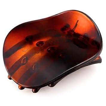 Parcelona France Onde Celluloid Tortoise Shell Side Slidein Secure Grip Hair Updo Hinge Duck Hair Claw - 2 3/4 Inch