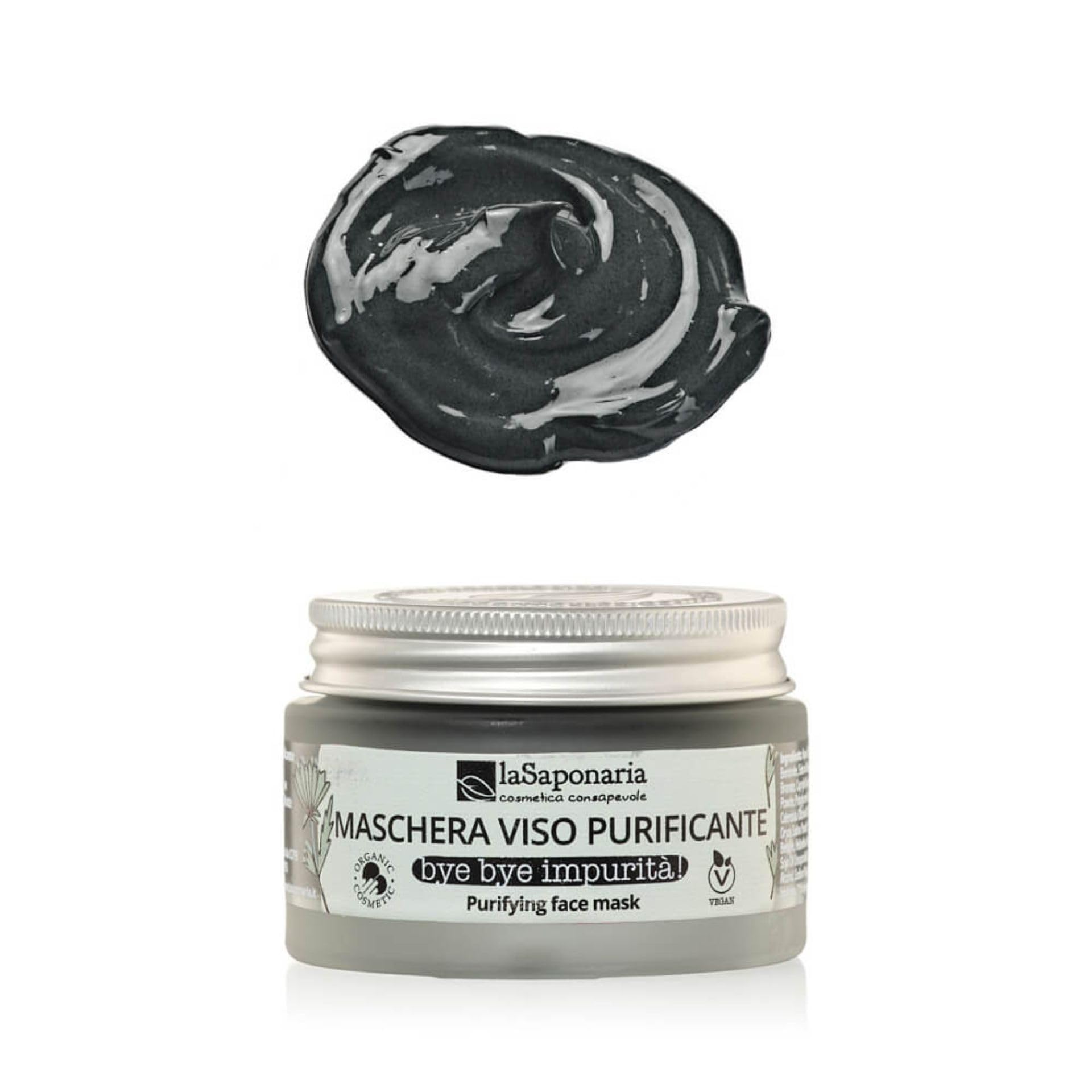 La Saponaria | Maschera Viso Purificante - Bye Bye Impurità, Con acido azelaico, prebiotico di cicoria e carbone, 50ml