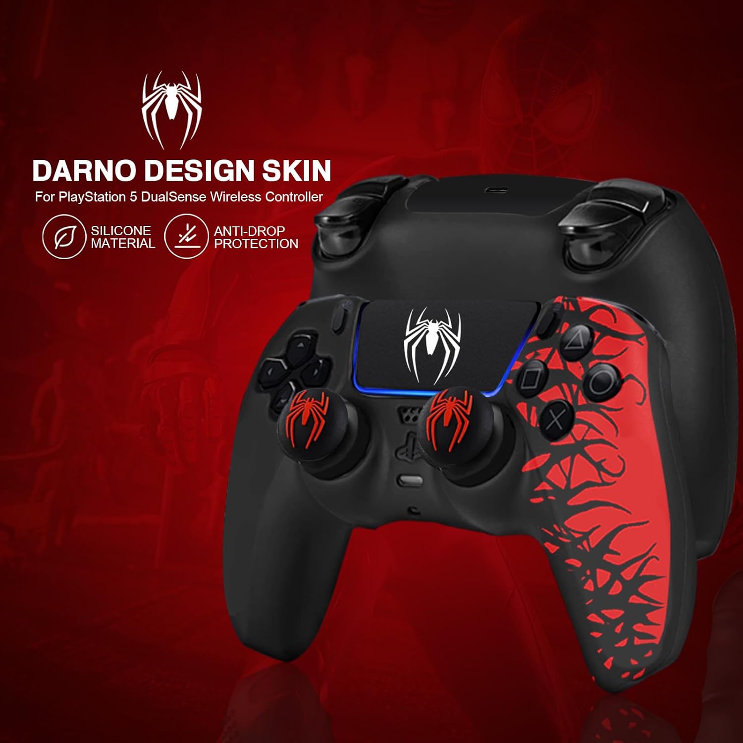 Darno Anti-Slip Skin for Ps5 Controller, Ps5 Controller Accessories | Soft Silicone Protective Cover Case for PlayStation 5 Control Grip with Touch Pad Stickers