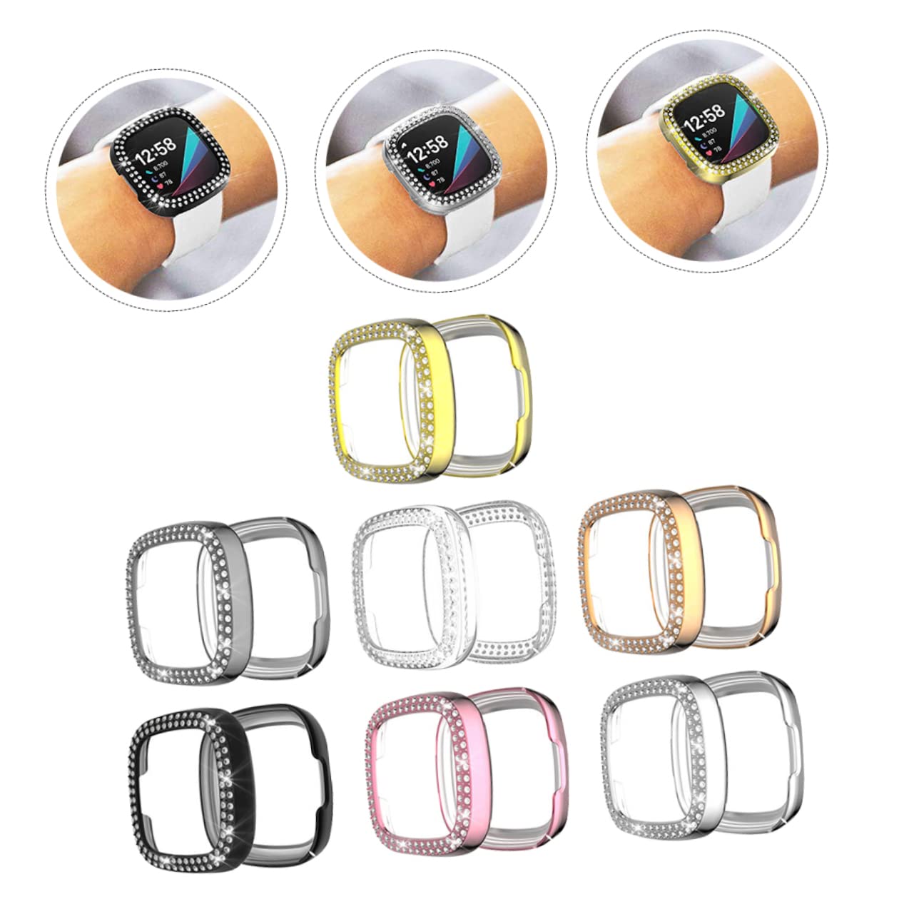 Hemobllo Lot De 2 Étuis De Montre Connectée en TPU avec Strass Design De Facile À Installer Élégant Et Tendance 7 Pièces X 2