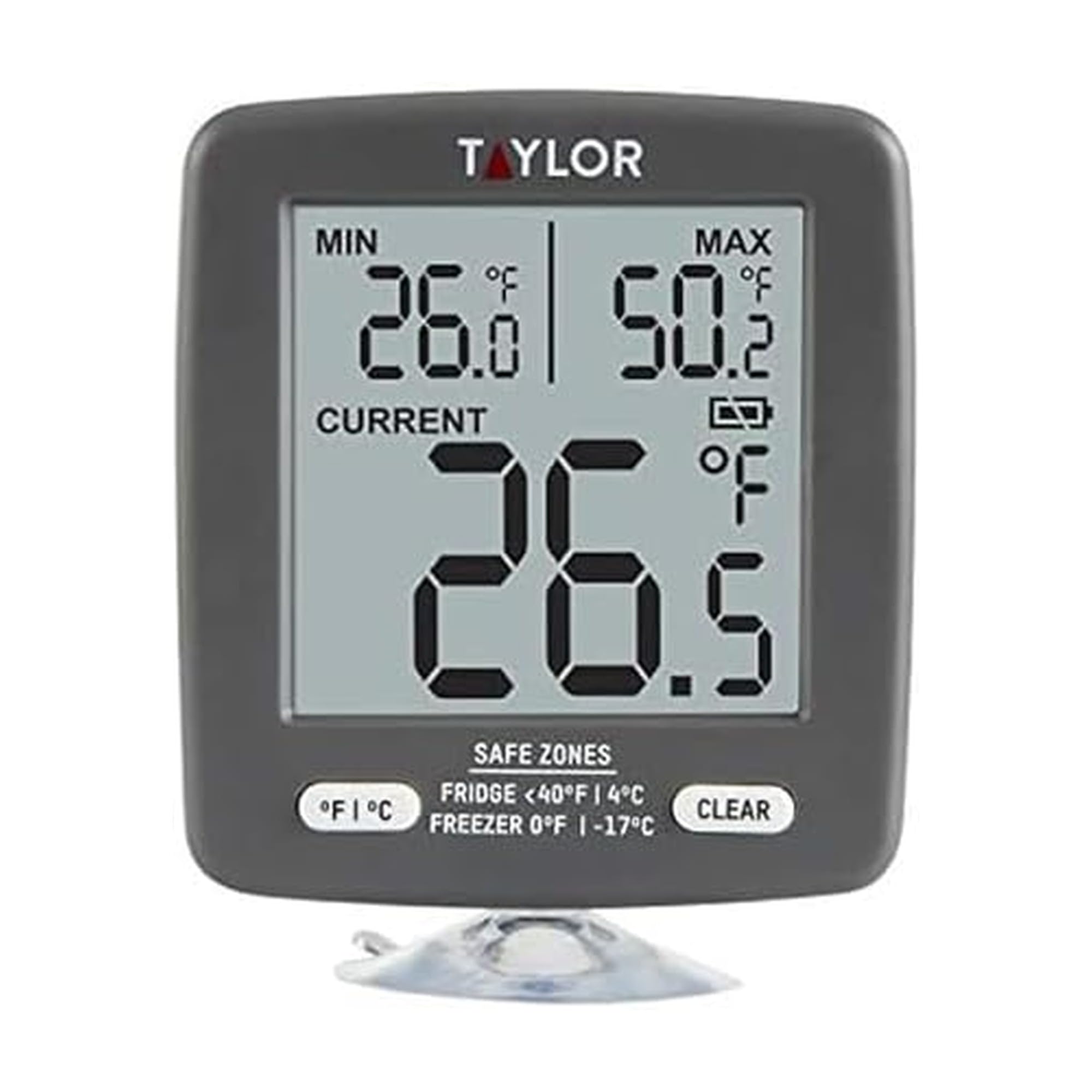Taylor LCD Display Digital Kitchen Refrigerator Freezer Kitchen Thermometer Min Max on Display 2 inch display Gray 1