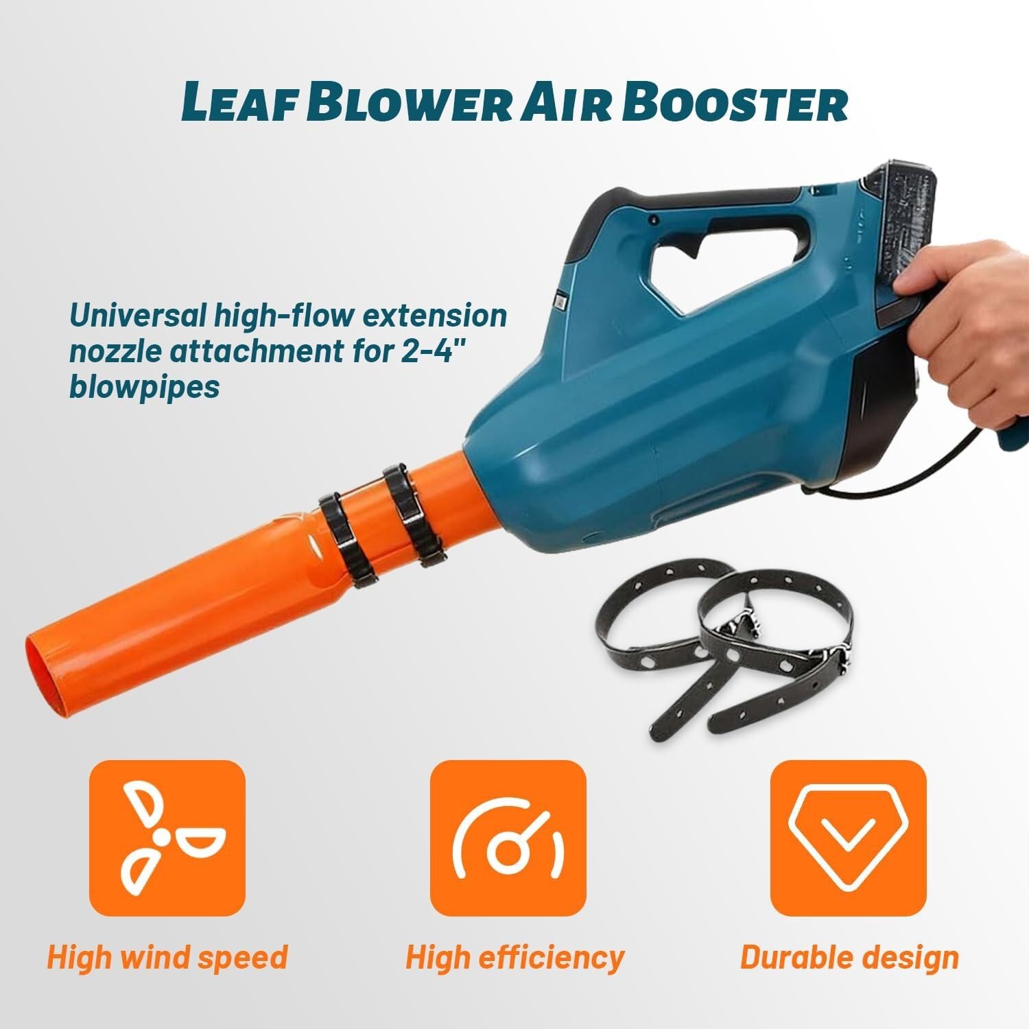 Accesorio de vórtice para soplador de hojas, amplificador de aire inalámbrico para tubos de soplador de 2 a 4 pulgadas, acelerador de flujo de aire fácil de instalar, artefacto de limpieza de