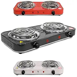 Fogão Elétrico Fogareiro Portátil Cooktop 2 Bocas 2000w 220V (VERMELHO)