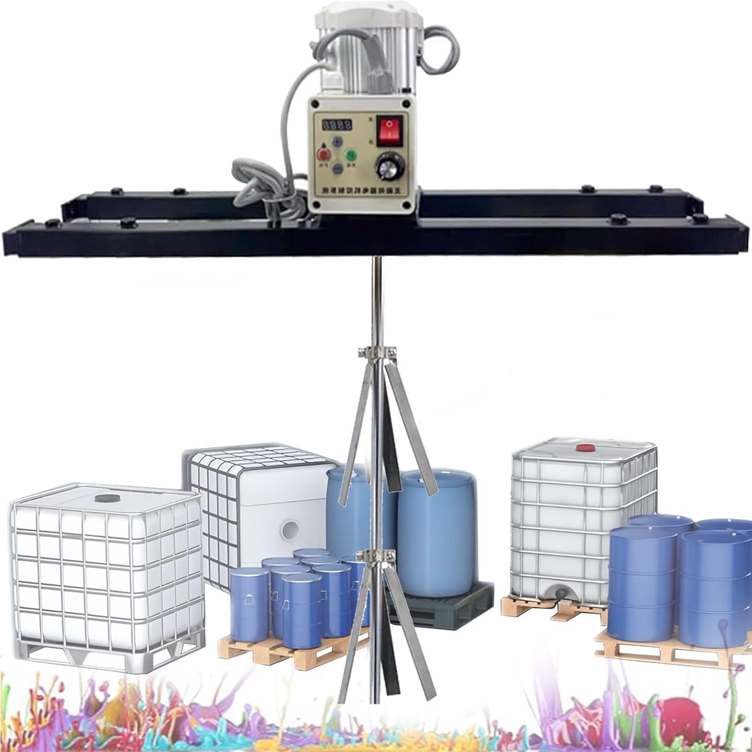 Qiang 2100 W Elektrische Tankmischmaschine,IBC-Farbmischer Mit Halterung,Klappbarer Propeller,Farbmischgerät,Für Viskose Flüssige Tintenfarbstoffe,L4