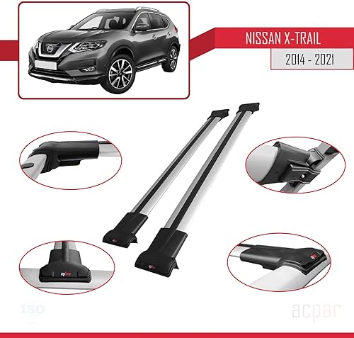 Miniatura 3 de Compatible with Nissan X-Trail 2014-2021 Car Roof Rack Cross Bar Fly Model Grey
