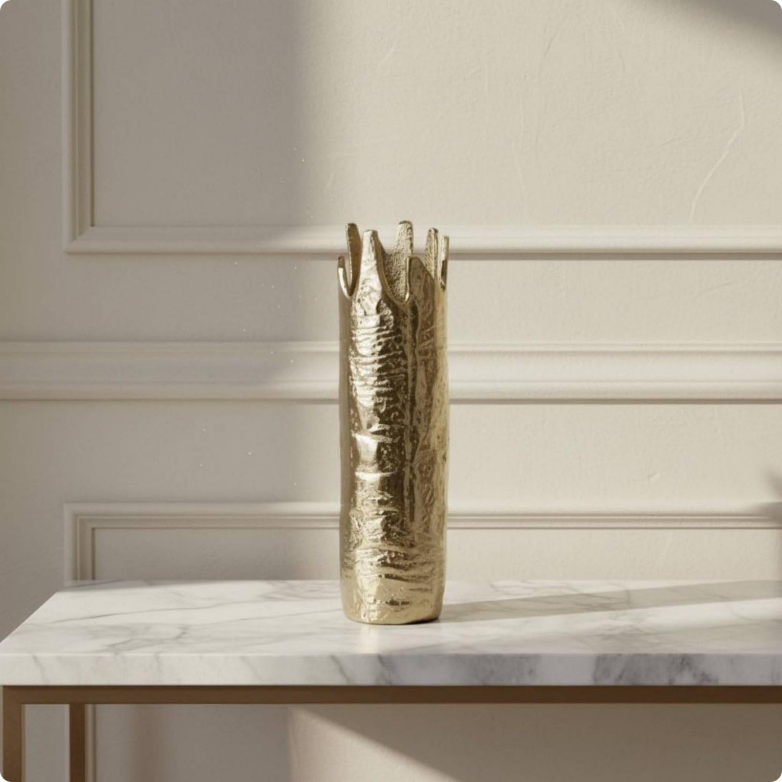 Jarrón Decorativo Cilíndrico Florero Metálico Centro de Mesa Recipiente para Ramas Acabado Artesanal Que Arreglos de, Jarrón De Aleación De Aluminio Dorado Pálido, Tamaño Grande