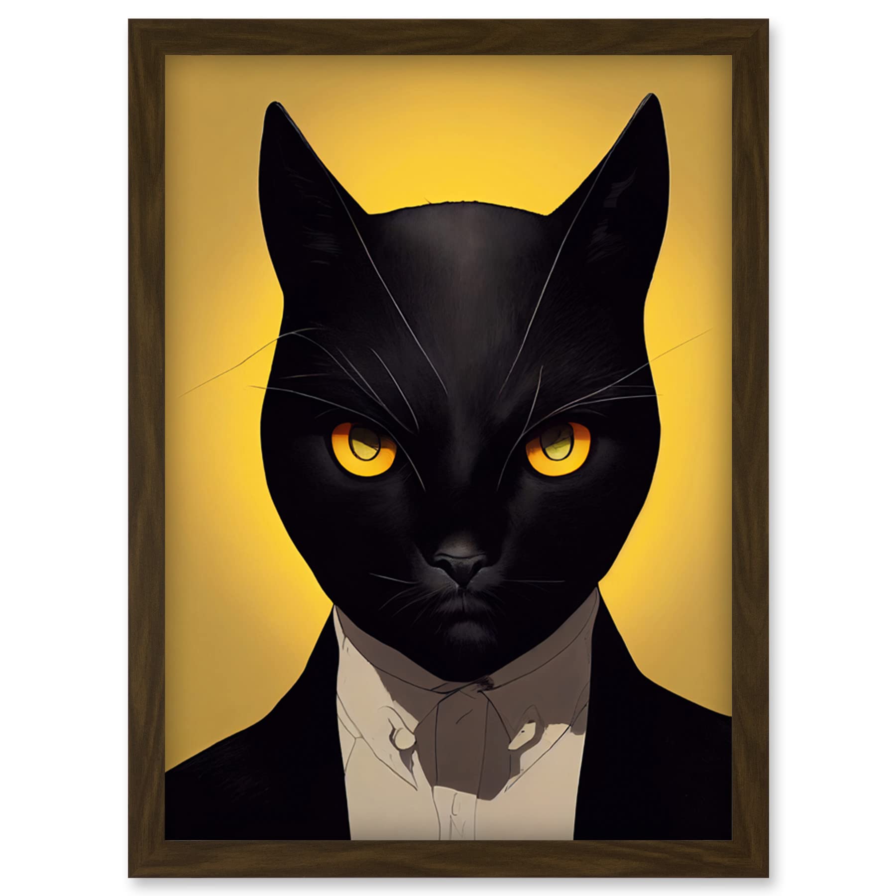 Le Chat Noir Black Cat Tuxedo Framed Wall Art Print A4 - Artery8