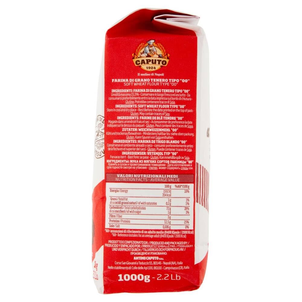 Caputo Pizzeria "00" harina de trigo suave, harina ideal para masa madre bien hidratada, ligera y perfecta, harina para la clásica pizza napolitana, 10 x 1 kg + polpa italiana gourmet 400 g
