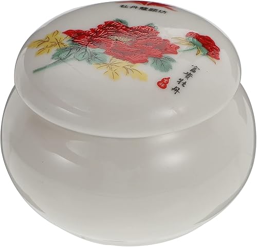 Angoily Bálsamo labial de cerámica Pot Rouge Tarros con tapas, estilo chino vintage, mini recipientes redondos para muestras de cosméticos, lata de