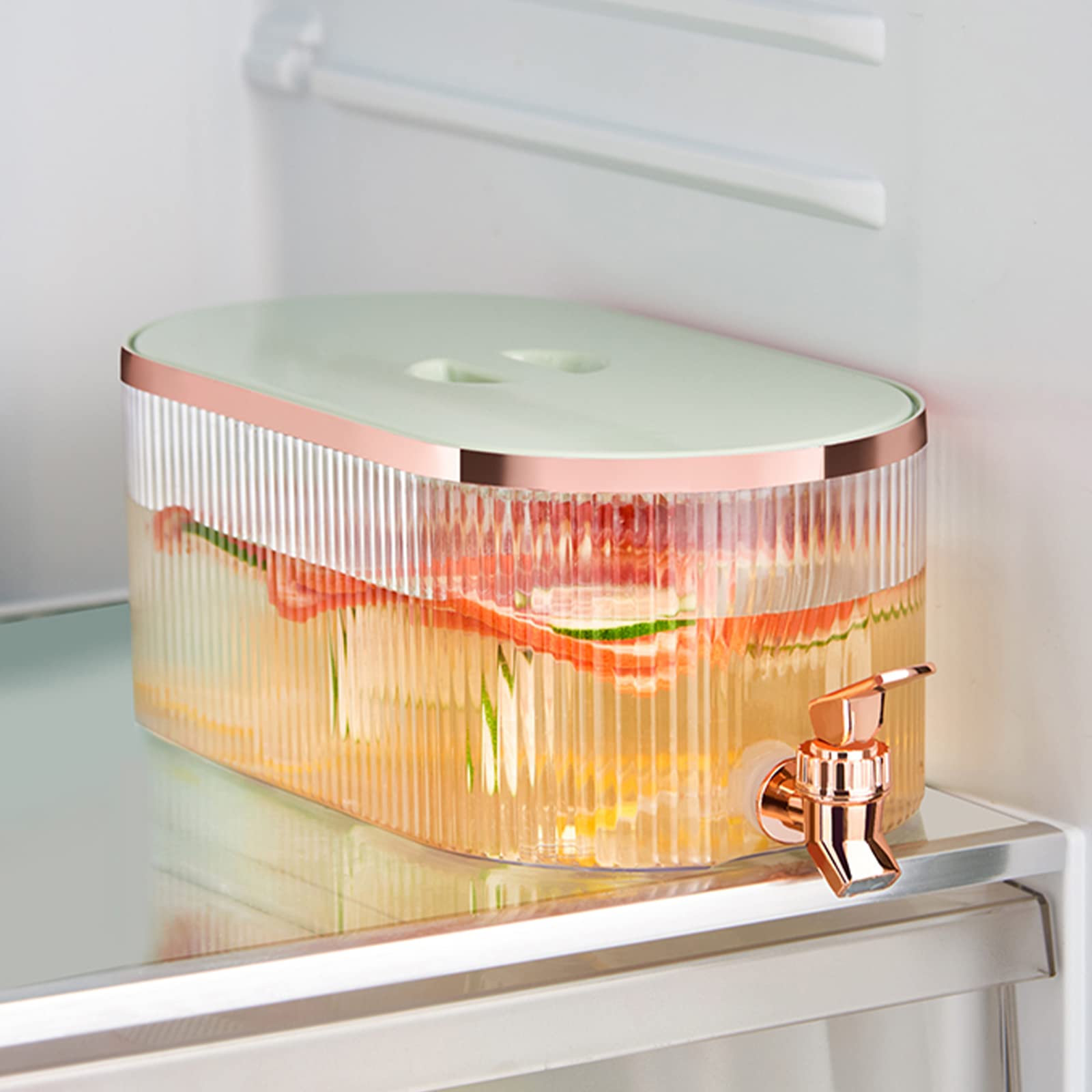 5.3L Cold Kettle with Faucet in Refrigerator Drink Dispenser for Fridge Refrigerator Beverage Dispenser Fruit Teapot Lemonade Drink Containers for Kitchen Home Party Bar Wedding (#1)