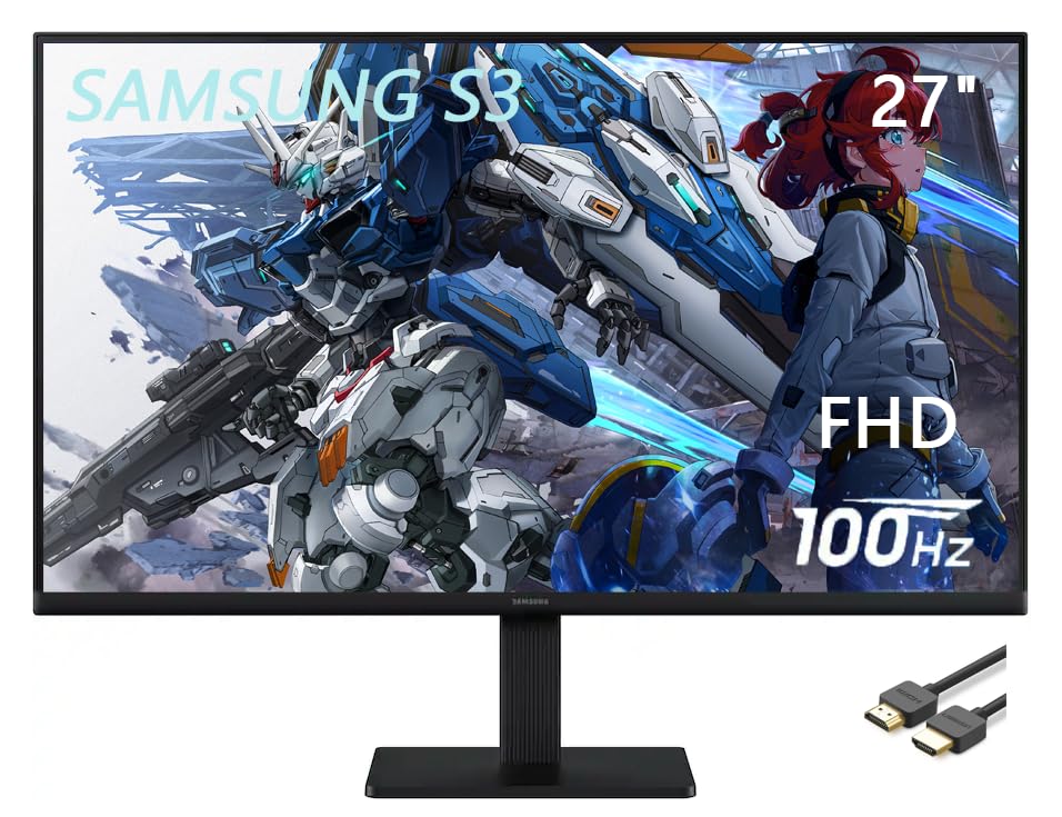 Image of Samsung S3 Series 27 Inch IPS FHD LED 100Hz Black Monitor | SAMSUNG 27in computer screen with 5ms response time, HDMI, D-sub ports, Eye Saver Mode, Game Mode
