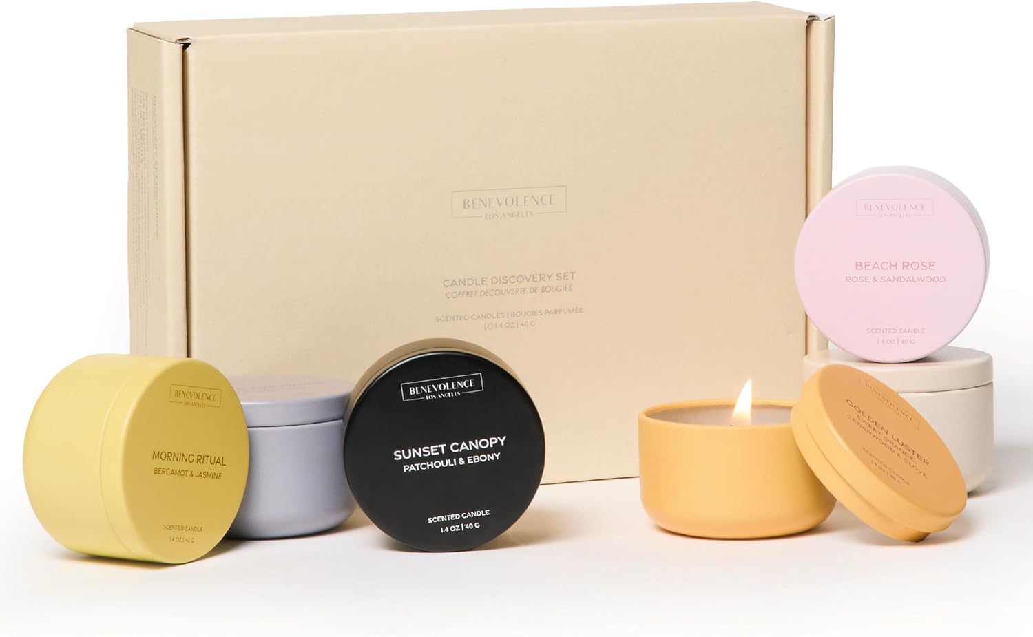 Benevolence LA scented travel candle.