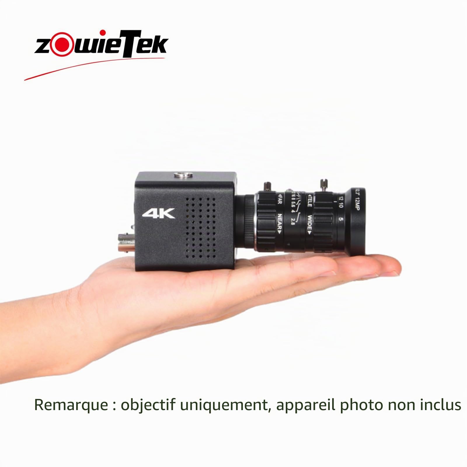 Zowietek Objectif Zoom à Faible Distorsion 5-50 mm 12 MP à Monture C, avec Adaptateur C-CS, pour caméra Zowietek POV/modèle à Monture ZowieCAM CS, caméra IMX477 Raspberry Pi HQ