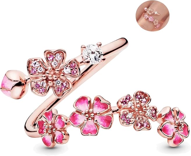 Peach Blossom Ring by Peach Blossom Jewelry – 14K Gold Plated Adjustable