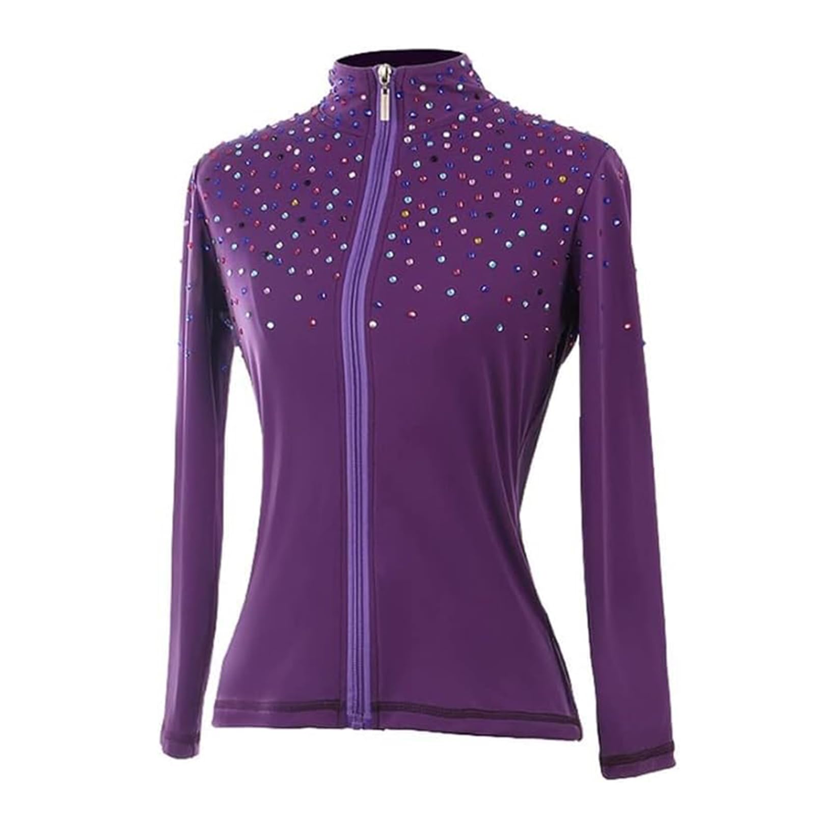 LIUHUO Ice Skating Jacket For Girls Sparkly Diamond Suit Stretchable Figure Skating Outfit Handmade Competition Performance