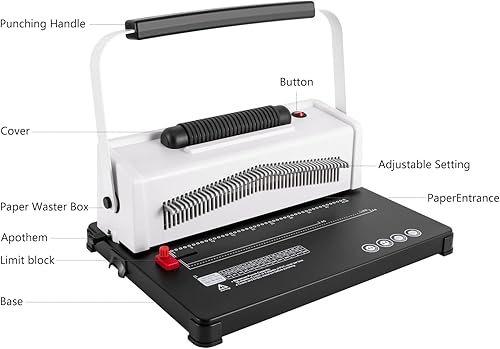 Miniatura 4 de Máquina de encuadernación de bobinas con insertador de bobina eléctrica, encuadernadora manual para encuadernar libros, hasta 20 páginas para uso