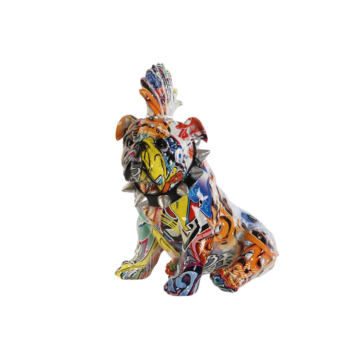 Figurine de chien multicolore en résine de 17 x 25 x 27 cm