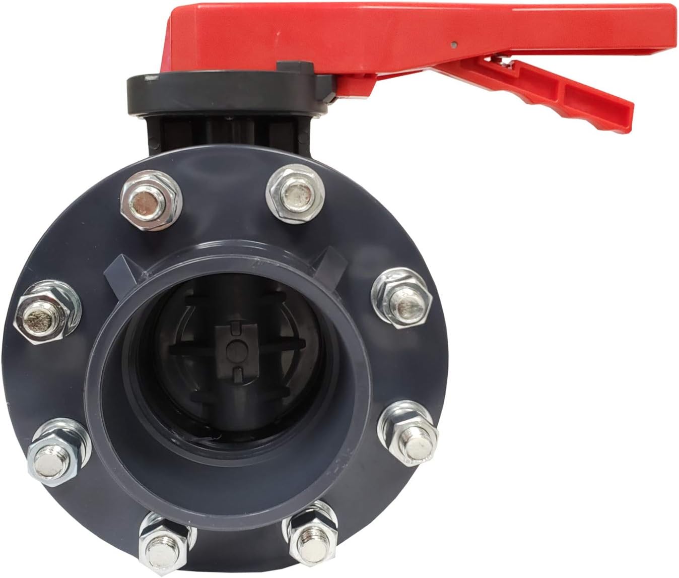 Generic ERA Sch 80 PVC 6 Inch Butterfly Valve Kit, With Flanges and Hardware, Gray