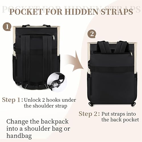 Miniatura 3 de NEWHEY Mochila para mujer, mochila convertible para mujer, mochila universitaria, mochilas casuales, Negro -, Moda