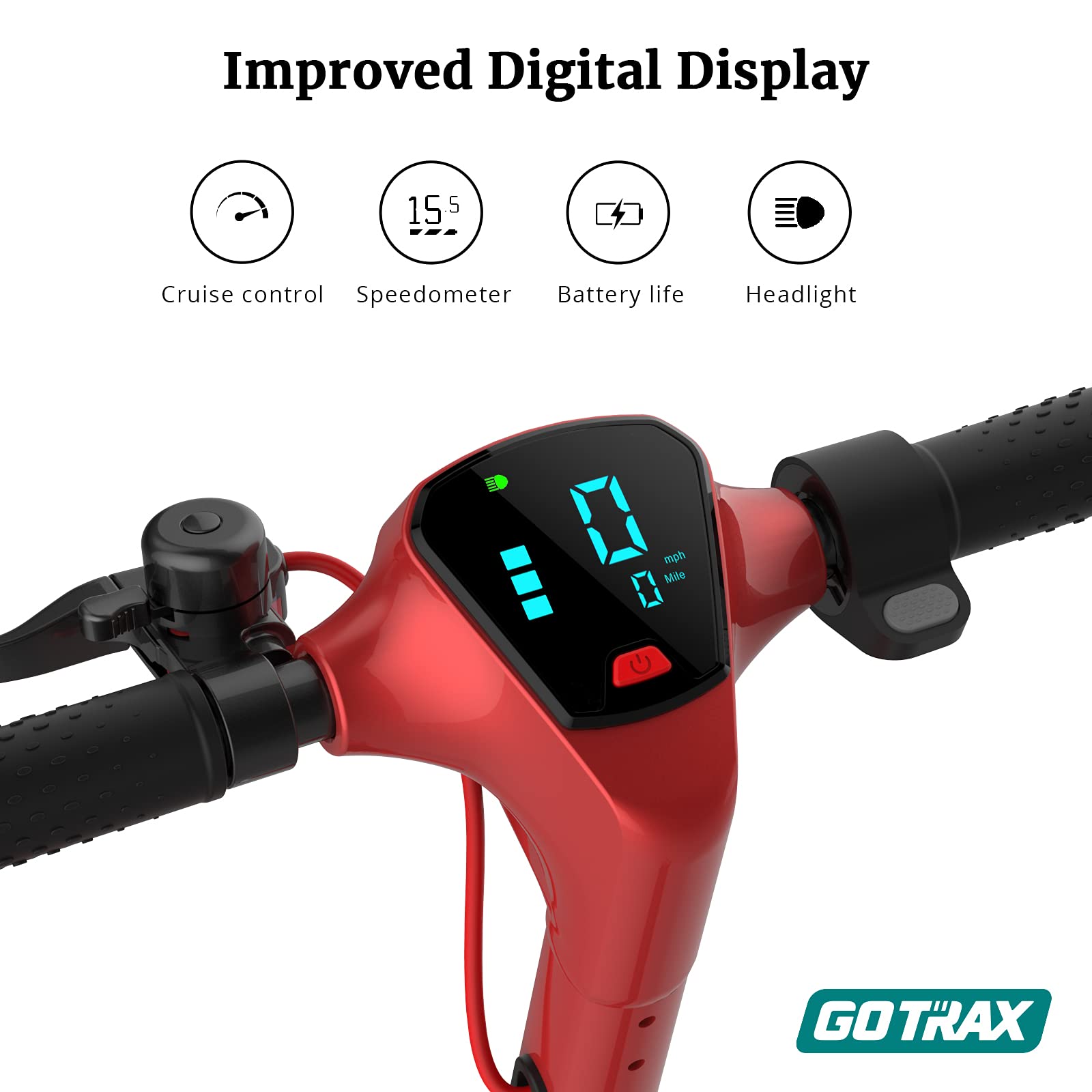 GOTRAX Commuting Electric Scooter - 8.5" Air Filled Tires - 15.5MPH & 15 Mile Range Folding E Scooter for Adults Commuters (Red)