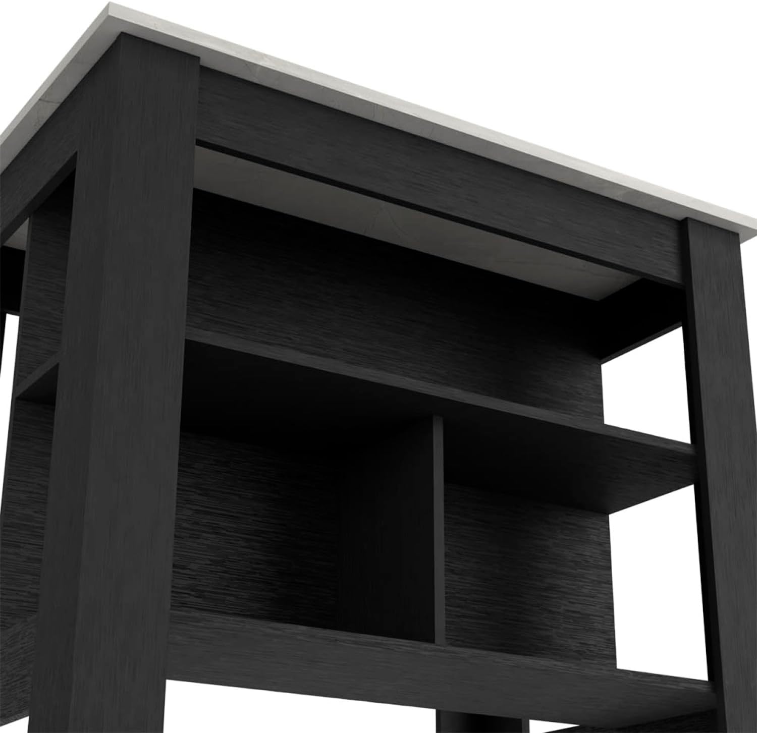 Kitchen Island Dozza, Three Shelves, Black/Ibiza Marble Color Finish