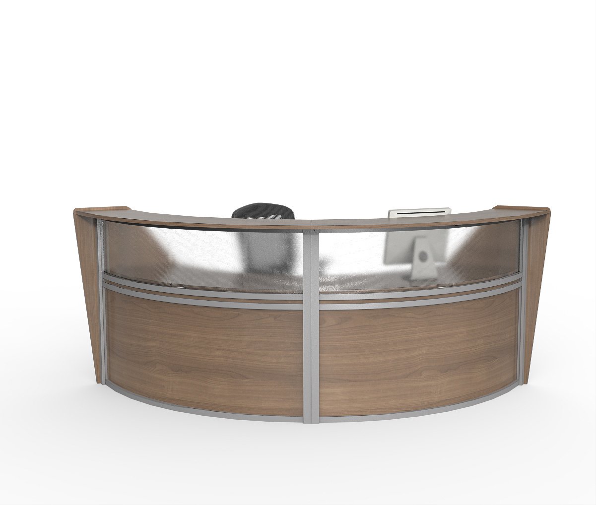 Linea Italia Curved Office Clear Easy to Assembly 2 Panel Reception Desk Counter for Lobby, Salon, 1