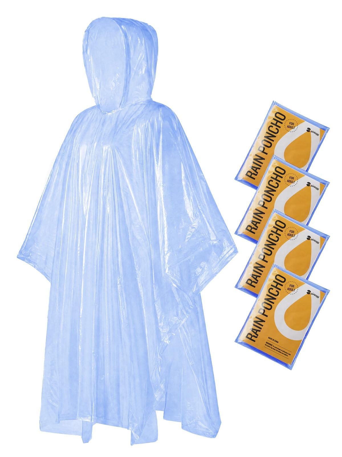 SaphiRose Disposable Adult Rain Ponchos Clear Emergency Raincoat