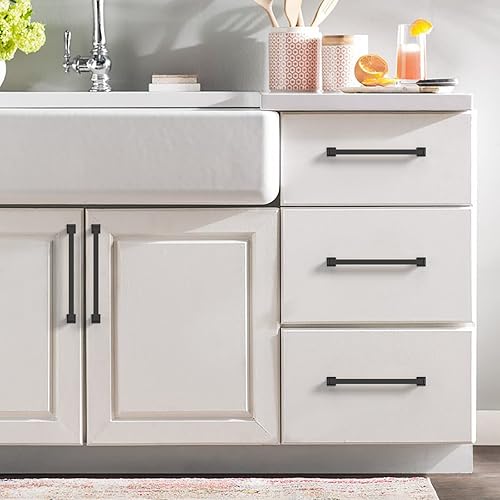 Miniatura 5 de Paquete de 10 manijas de gabinete de 7 pulgadas, color negro mate, manijas de gabinete de cocina, manijas de cocina para gabinetes, tiradores negros