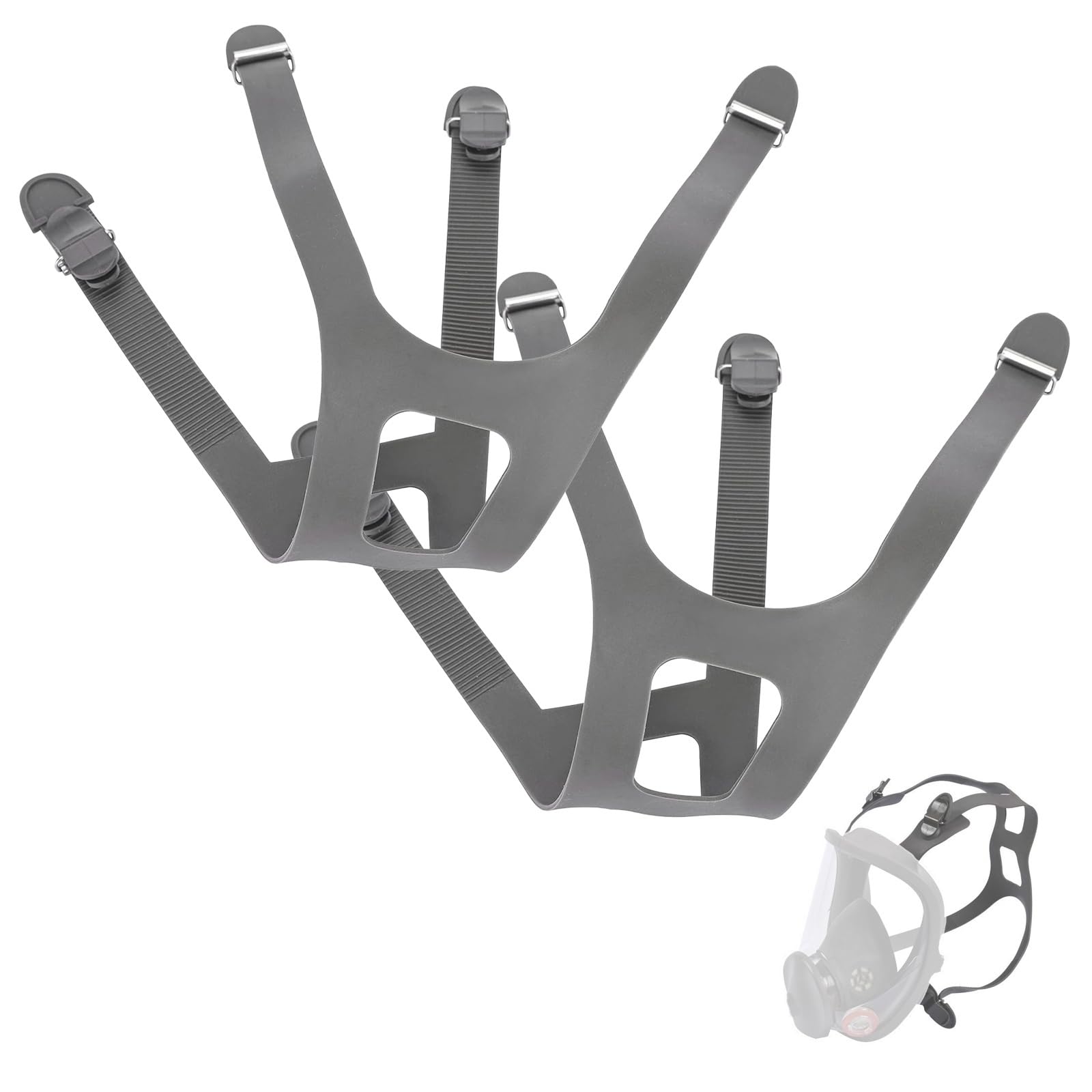 2 diademas de repuesto para máscara facial completa serie 6800, goma antideslizante con hebillas de metal, accesorio de respirador industrial