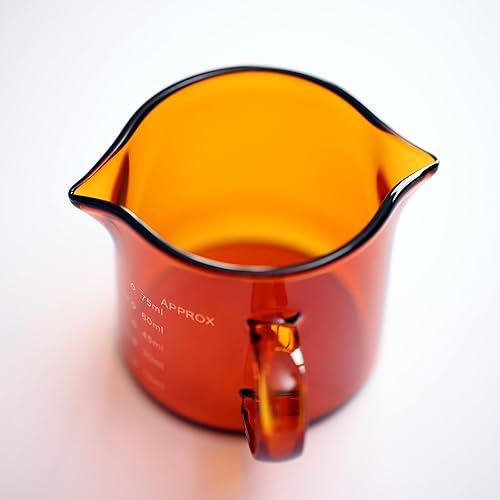 Miniatura 5 de WALNUT COFFEE 2 paquetes de 2.5 fl oz2.5 oz (tamaño pequeño) de vidrio de chupito de espresso de color, doble boquilla, taza de leche de medición