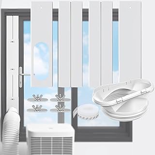 Ninyoon Air Conditioner Windows Vent Kit - for Exhaust Hose 13cm Anti-Clockwise/Clockwise and 15cm Anti-Clockwise, 43-140cm Vertical Horizontal Window, AC Tube Adapter Accessory