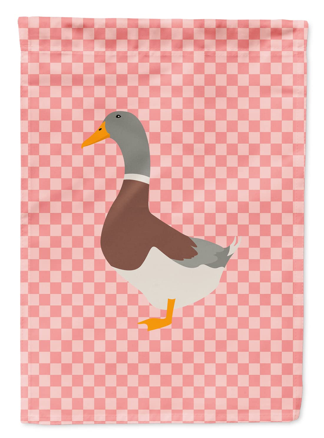 Caroline's Treasures BB7863GF Saxony Sachsenente Duck Pink Check Flag Garden Size , Small, multicolor