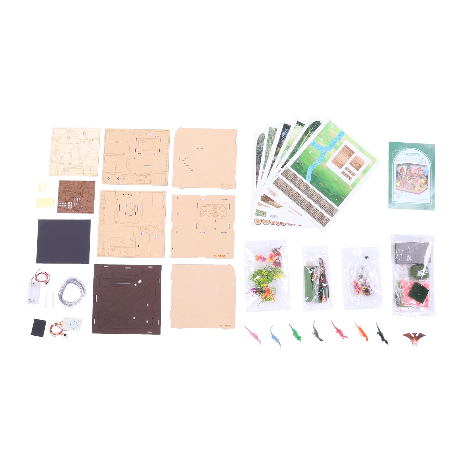 ASHATA Kit de Rompecabezas 3D de Casa de Dinosaurios del Bosque con Luces LED, Caja de Música para Entusiastas de la Familia y Las Manualidades