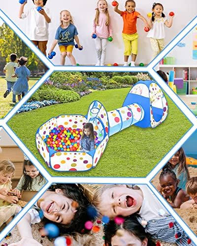 MAIKEHIGH Kids Play Tent and Tunnel, 3 in 1 Pop Up Tents Ball Pit Birthday for Children Boys Girls Indoor Outdoor Blue (Ball Not Included)