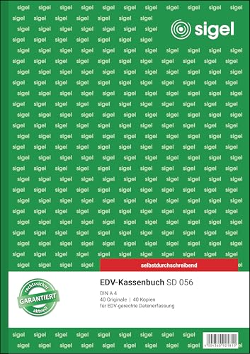 SIGEL SD056 Kassenbuch EDV A4, 2x40 Blatt, selbstdurchschreibend...