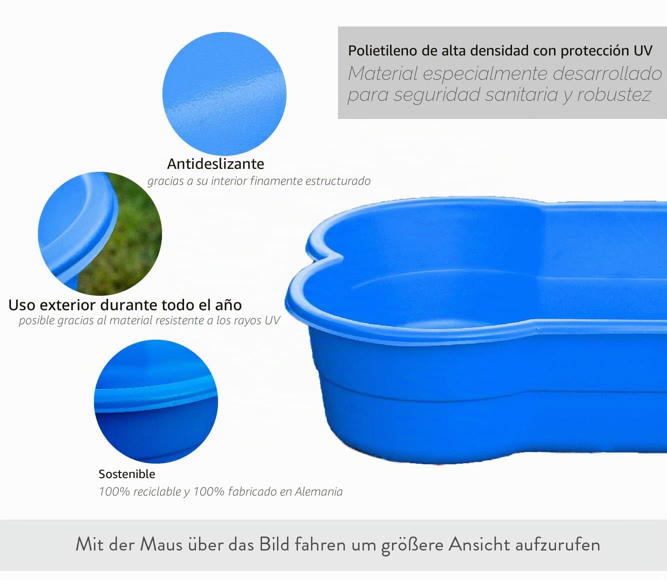 Piscina para perros en forma de hueso - 120 cm, color rojo, para perros grandes y pequeños, utilizable como cama para perros, resistente a mordeduras y garras, resistente a los rayos UV, 100%