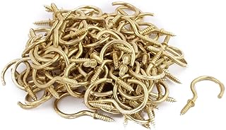 Aexit 100Pcs M4mm Safes Brass Plated Shouldered Cup Hook Screw in Hat Coat Safe Accessories Peg Bolts