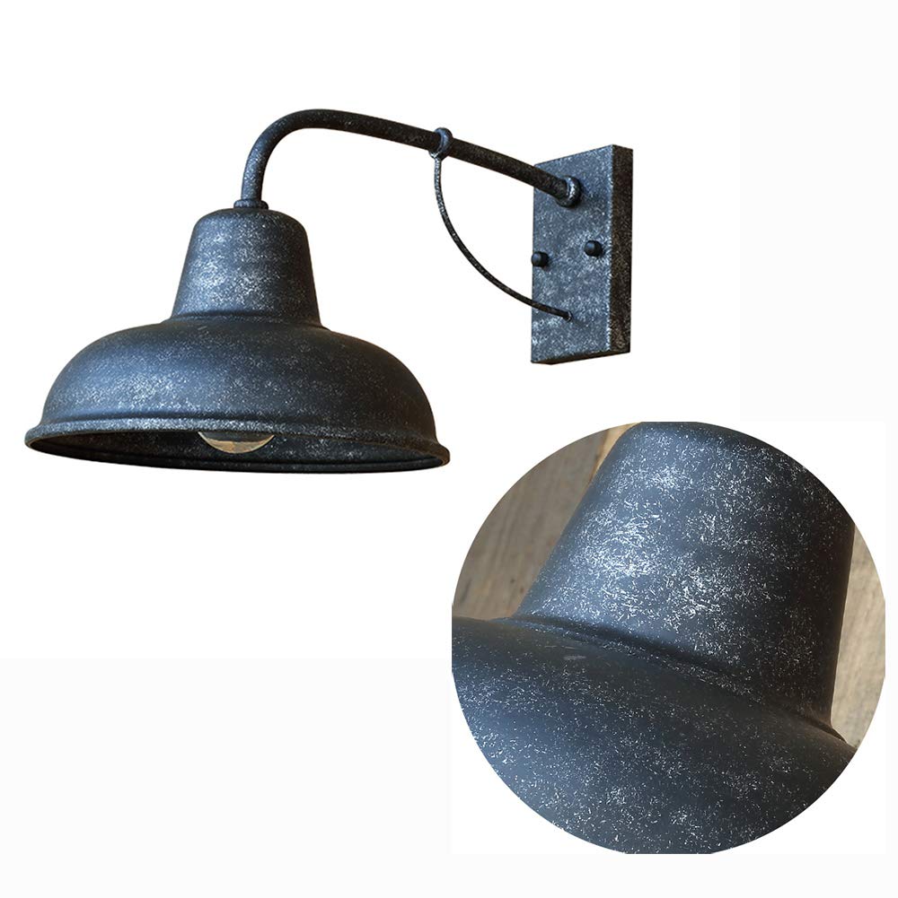 Retro Industrie Wandleuchten Aussen Innen Wandlampe Vintage E27 Wandlichter Metall Schatten Außenlampe für Außen Garten Loft Balkon Flurbereich Antik Matt-Silber,40 * 23 * 26CM IP44