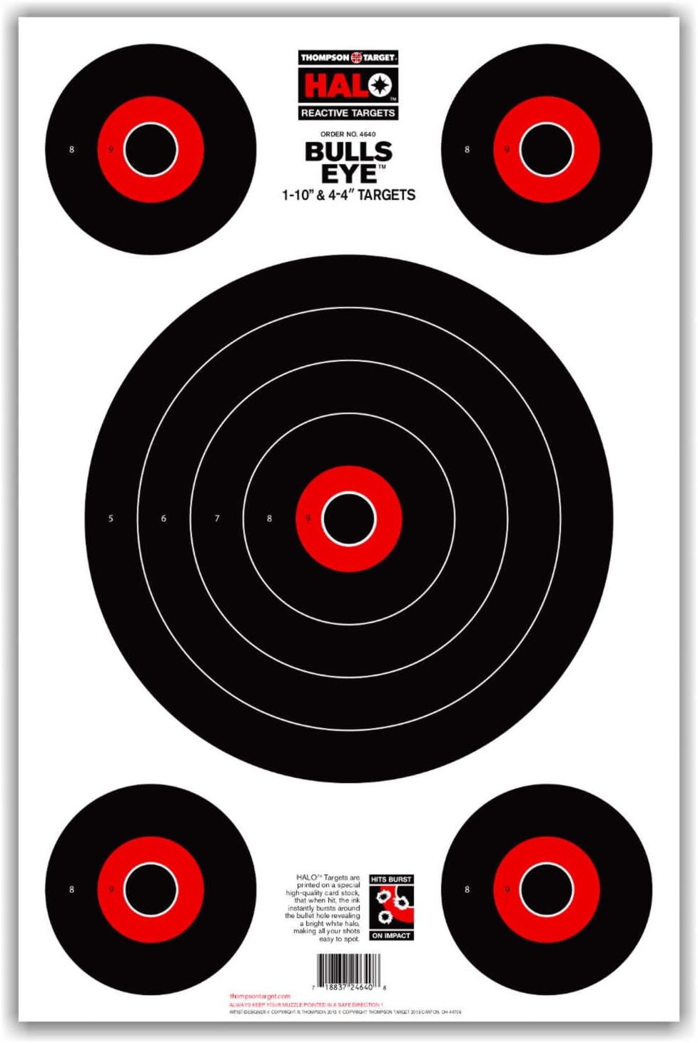 Halo Bullseye 1-10" & 4-4" - Reactive Splatter Gun Range Shooting Targets 12.5x19 Inch
