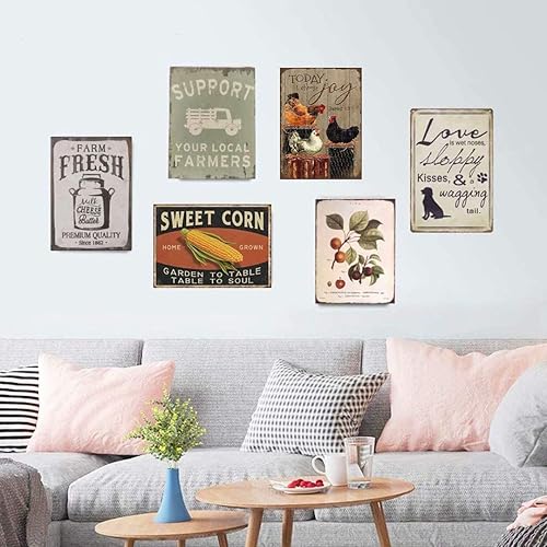 Miniatura 5 de Letrero de metal con texto en inglés "Chicken Decor Retro Today I Choose Joy", divertido gallinero, accesorios de gallo para cocina, granja, 8 x 12