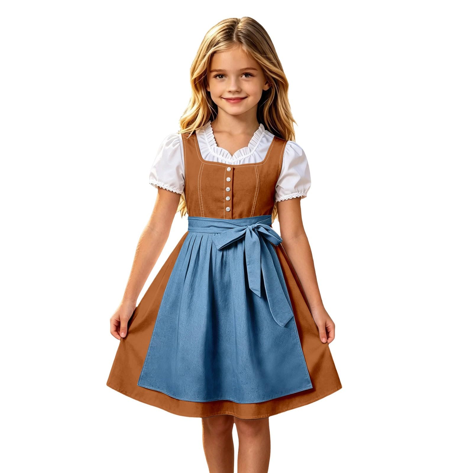 Girls Oktoberfest Costume Bavarian Beer Festival Dirndl Dress with Apron