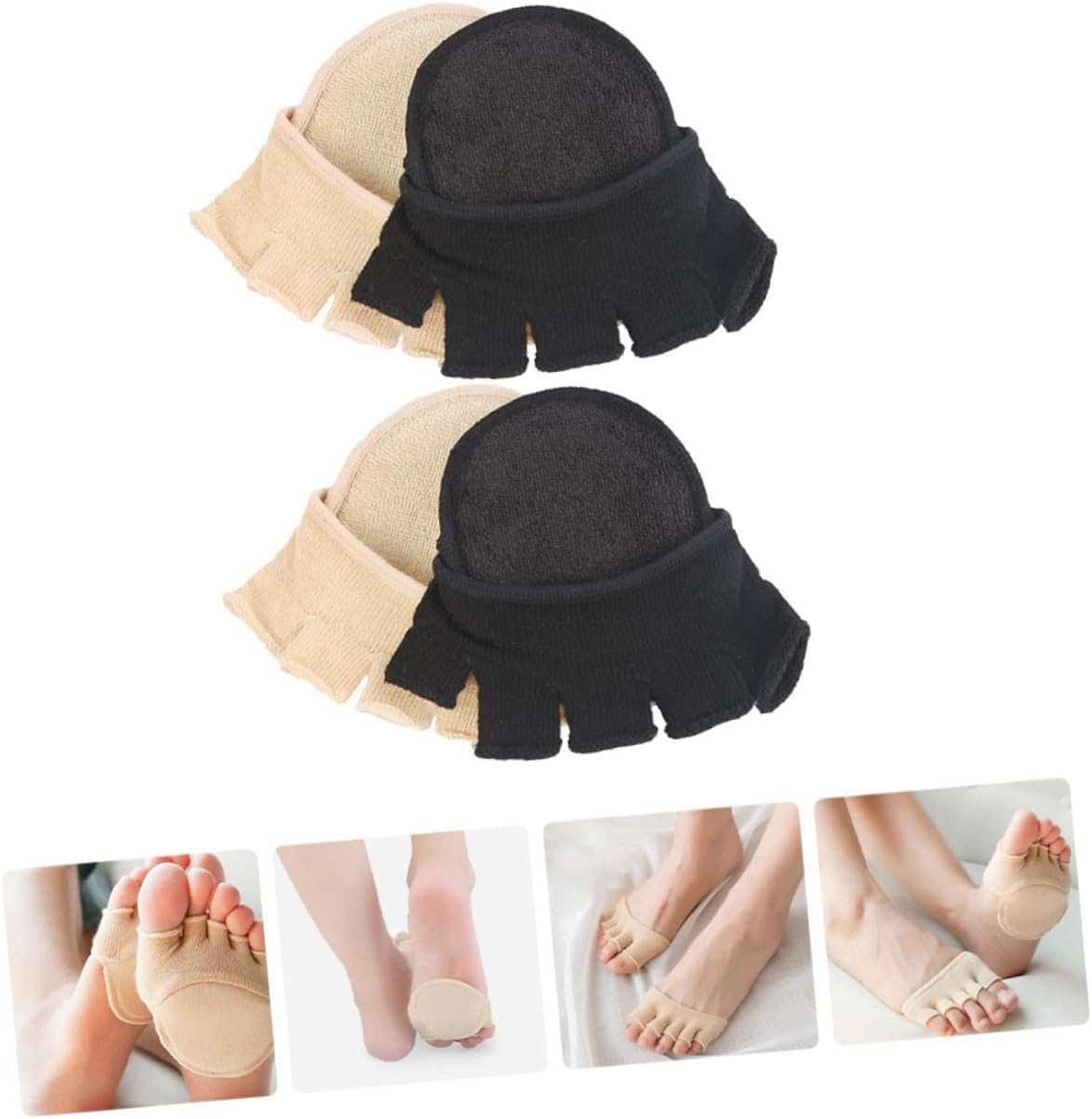 Gatuida 6pairs Women Open Toe Socks Non- Toe Topper Half Socks for Sandals Heels Comfortable Cushion for Foot Support Invisible Liner for Various Shoe Styles