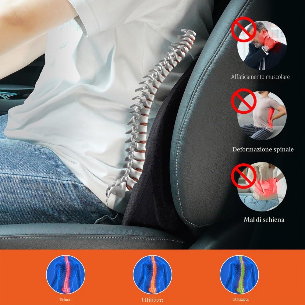 Ainiv Cuscino per Sedile Auto in Memoria Foam, Cuscino a Cuneo Speciale per la Guida, Cuscino Ortopedico per il Coccige, Cuscino per Sedile Rialzato Traspirante per Ufficio, Poltrona, Nero